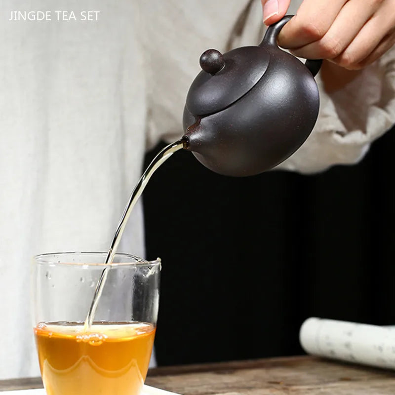 150ml Raw Ore Black Gold Sand Xishi Teapot Antique Yixing Purple Clay Tea Pot Handmade Zisha Beauty Filter Kettle Custom Tea Set