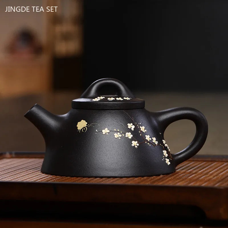 180ml Authentic Yixing Purple Clay Tea Pot Hand-painted Zhu Mud Stone Scoop Teapot Filter Beauty Tea Infuser Custom Tea Set