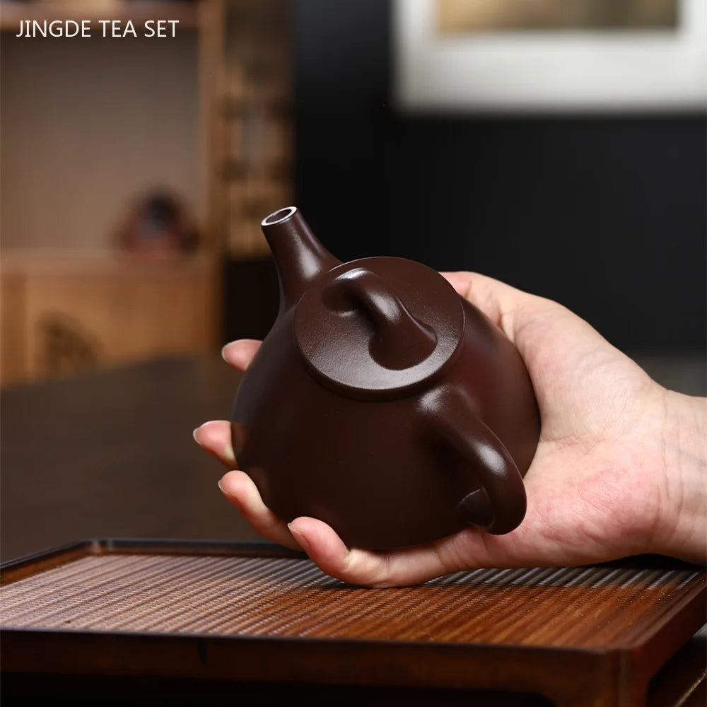 180ml Authentic Yixing Purple Clay Tea Pot Hand-painted Zhu Mud Stone Scoop Teapot Filter Beauty Tea Infuser Custom Tea Set