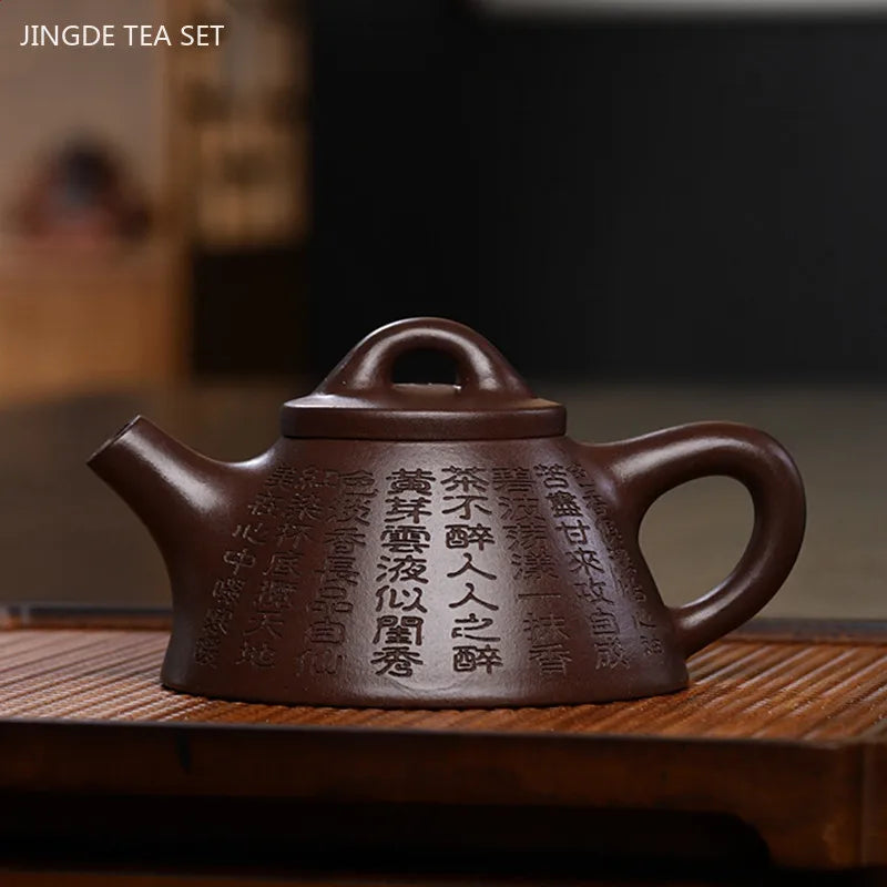 180ml Authentic Yixing Purple Clay Tea Pot Hand-painted Zhu Mud Stone Scoop Teapot Filter Beauty Tea Infuser Custom Tea Set