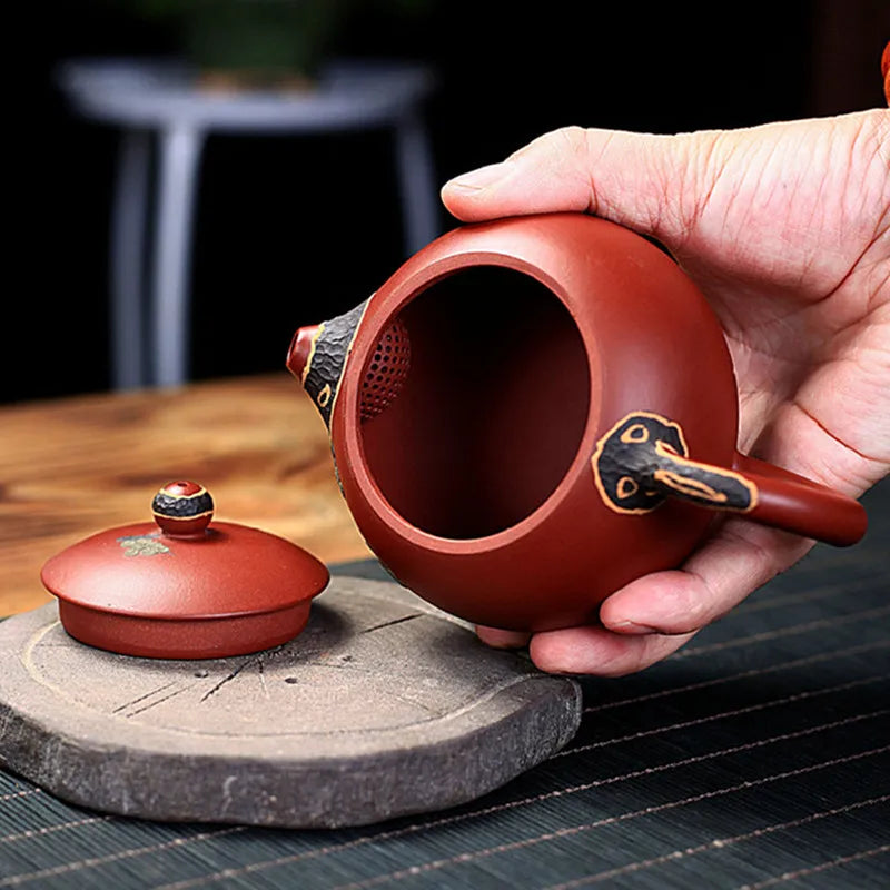 220ml Antique Yixing Purple Clay Tea Pot Handmade Dahongpao Xishi Teapot Chinese Beauty Filter Tea Infuser Zisha Teaware