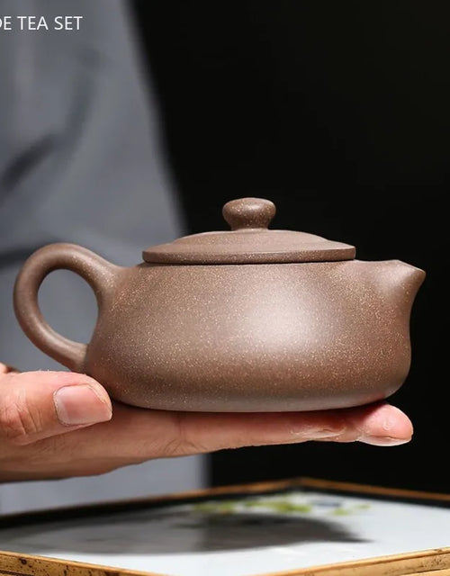 230ml Yixing Purple Clay Tea Pot Master Handmade Raw Ore Section Mud Kettle Antique Stone Scoop Filter Teapot Zisha Tea Infuser