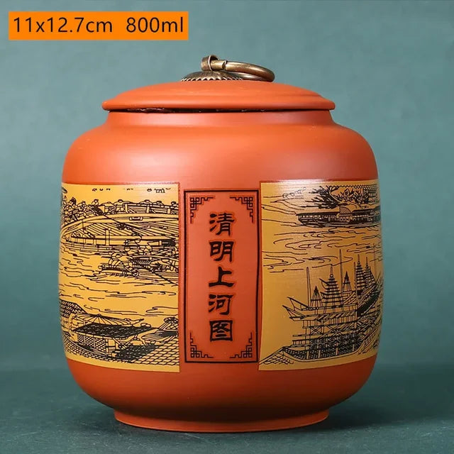 Antique Purple Clay Tea Caddy Nut Coffee Moisture-proof Jars Spice Airtight Container Home Storage Cans Kitchen Accessories