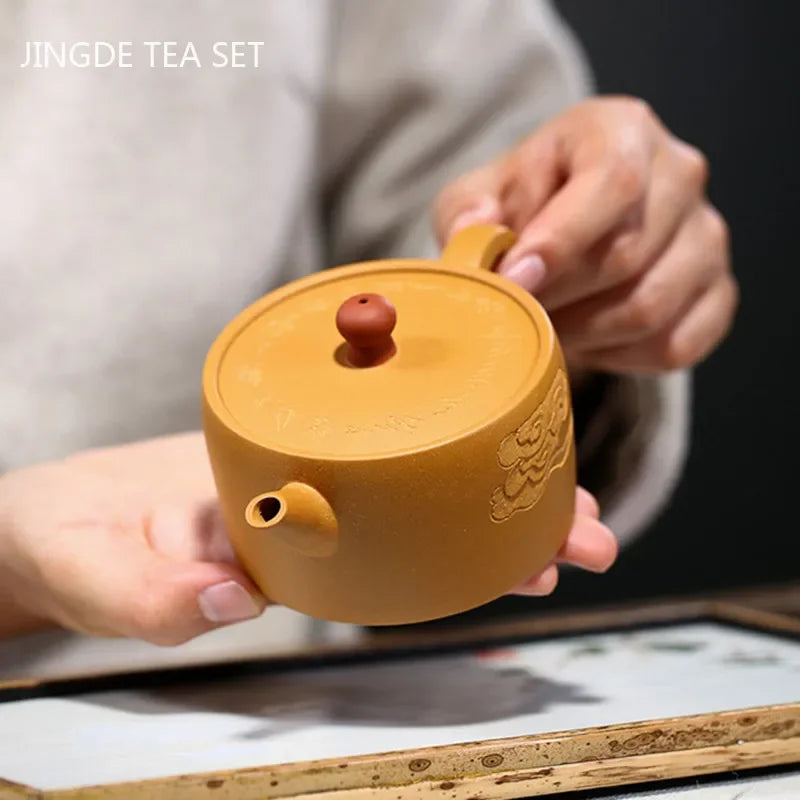 Authentic Yixing Purple Clay Tea Pots Raw Ore Section Mud Beauty Teapot Handmade Puer Tea Maker Customized Teaware Gifts 200ml