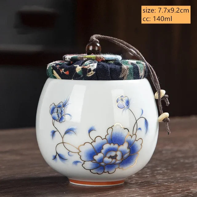 Boutique Ceramic Tea Caddy Airtight Jar Home with Lid Tea Cans Coffee Moisture-proof Jars Kitchen Grain Spice Container