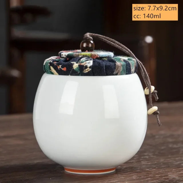 Boutique Ceramic Tea Caddy Airtight Jar Home with Lid Tea Cans Coffee Moisture-proof Jars Kitchen Grain Spice Container