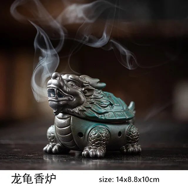 Chinese Kirin Model Fortune Decoration Tea Table Incense Burner Tea Pet Household Indoor Tea Ceremony Zen Ceramic Decoration