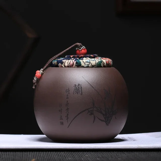 Chinese Yixing Purple Clay Tea Jar Sealed Tea Storage Tin Moisture-proof Pu 'er Tea Box Zisha Tea Accessories Coffee Container