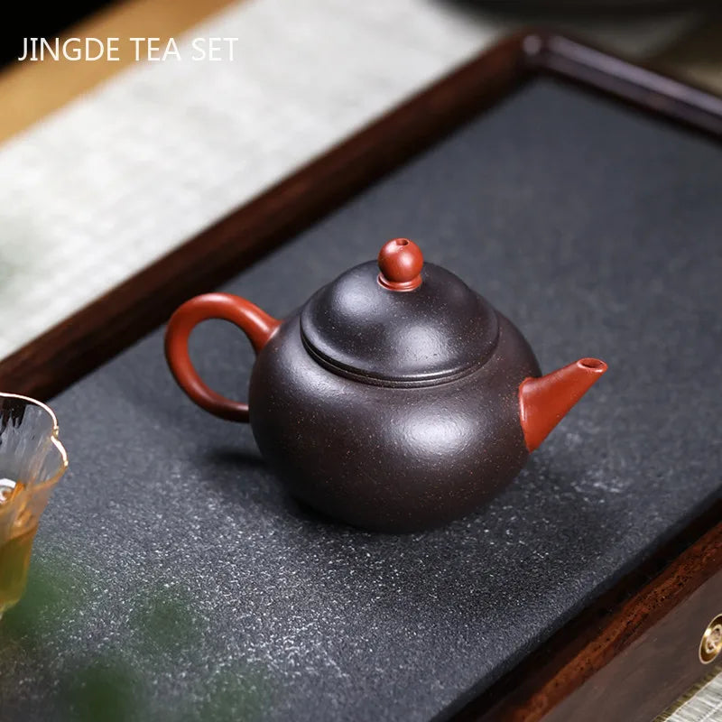 Chinese Yixing Purple Clay Teapot Tradition Black Gold Sand Tea Pot Customized Beauty Kettle Raw Ore Handmade Zisha Tea Set110ml