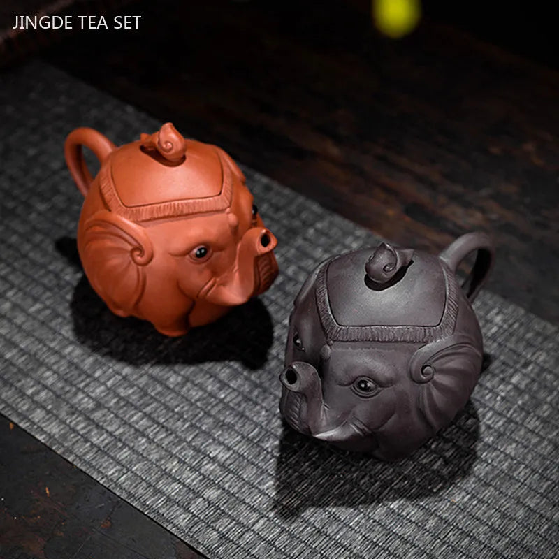 Creative Purple Clay Teapot Cute Elephant Model Filter Kettle Household Zisha Tea Set Chinese Customized Beauty Tea Infuser