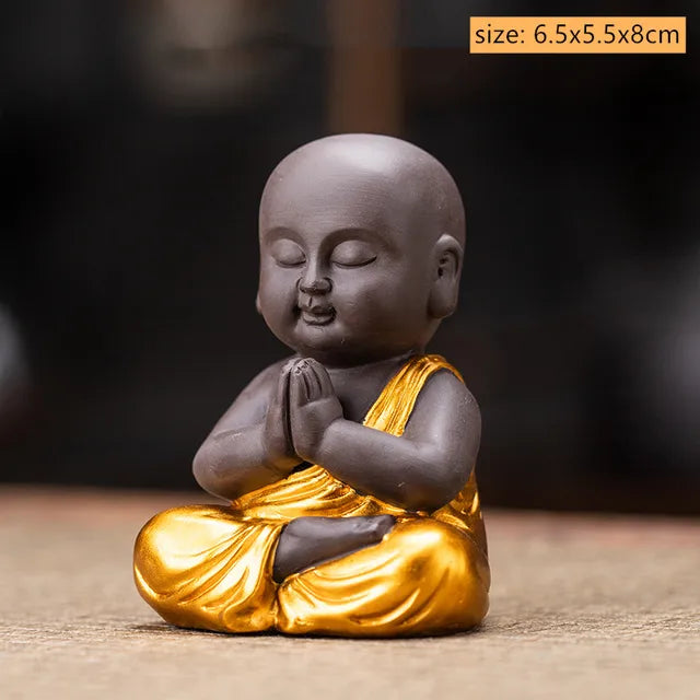 Creative Purple Sand Tea Leaking Tea Pet Decoration Purple Clay Tea Set Accessories Office Desktop Little Monk Zen Ornament