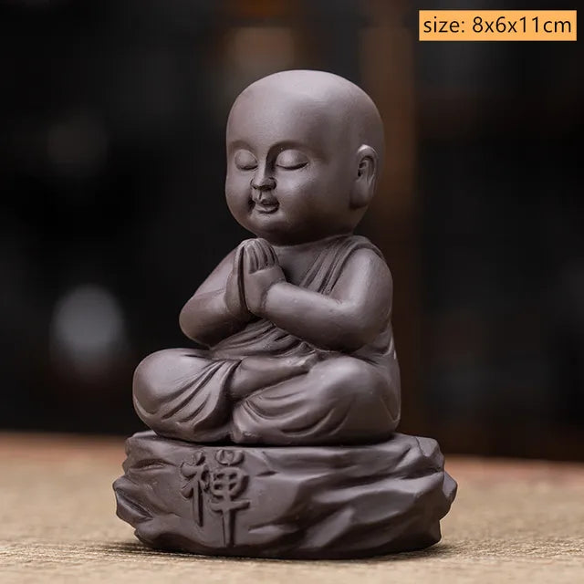 Creative Purple Sand Tea Leaking Tea Pet Decoration Purple Clay Tea Set Accessories Office Desktop Little Monk Zen Ornament