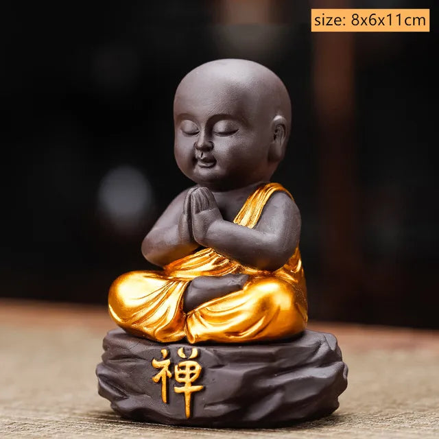 Creative Purple Sand Tea Leaking Tea Pet Decoration Purple Clay Tea Set Accessories Office Desktop Little Monk Zen Ornament