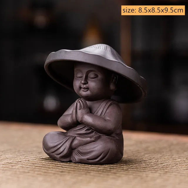 Creative Purple Sand Tea Leaking Tea Pet Decoration Purple Clay Tea Set Accessories Office Desktop Little Monk Zen Ornament