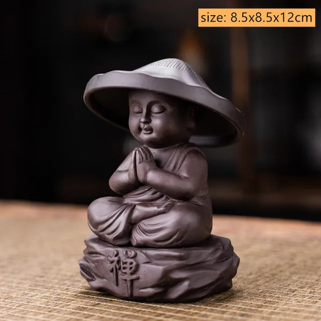 Creative Purple Sand Tea Leaking Tea Pet Decoration Purple Clay Tea Set Accessories Office Desktop Little Monk Zen Ornament