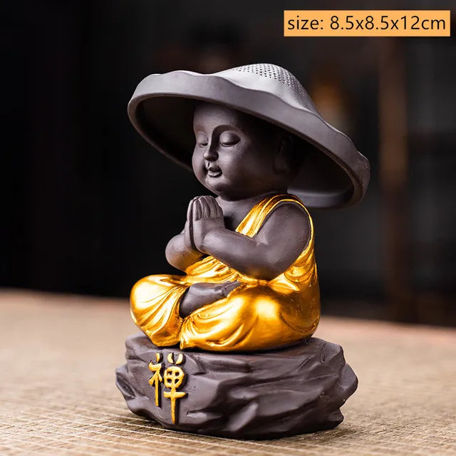 Creative Purple Sand Tea Leaking Tea Pet Decoration Purple Clay Tea Set Accessories Office Desktop Little Monk Zen Ornament