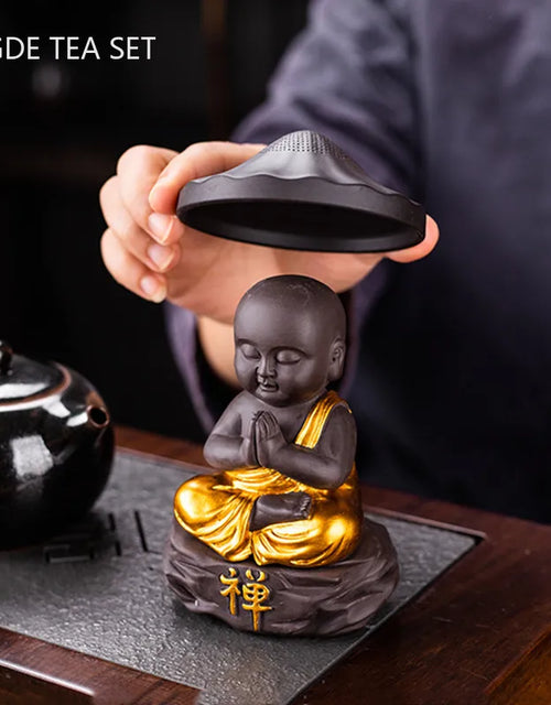 Creative Purple Sand Tea Leaking Tea Pet Decoration Purple Clay Tea Set Accessories Office Desktop Little Monk Zen Ornament