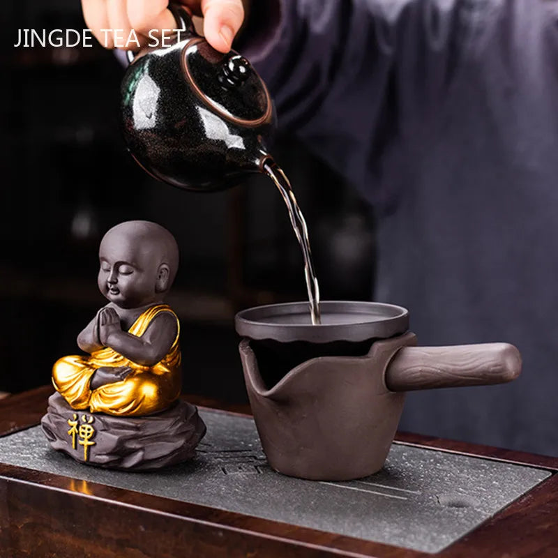 Creative Purple Sand Tea Leaking Tea Pet Decoration Purple Clay Tea Set Accessories Office Desktop Little Monk Zen Ornament