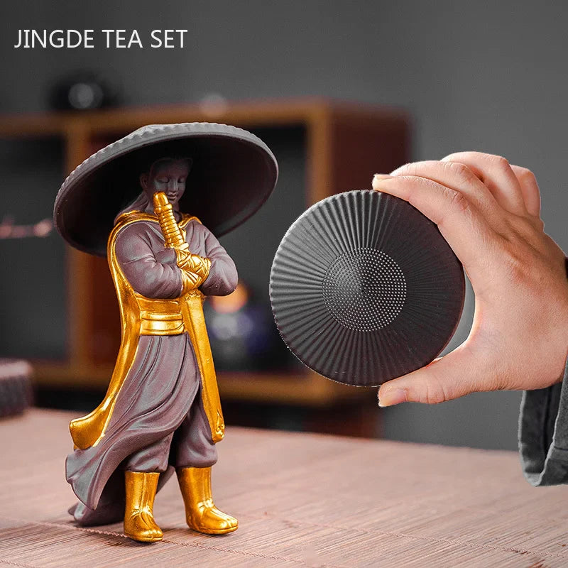 Creative Purple Sand Tea Leaking Tea Pet Decoration Purple Clay Tea Set Accessories Office Desktop Little Monk Zen Ornament