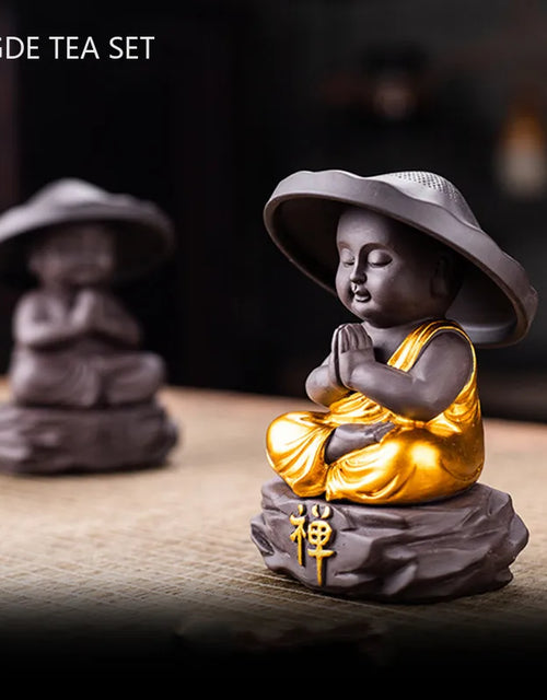 Creative Purple Sand Tea Leaking Tea Pet Decoration Purple Clay Tea Set Accessories Office Desktop Little Monk Zen Ornament