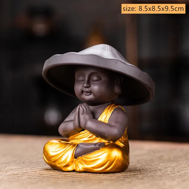 Creative Purple Sand Tea Leaking Tea Pet Decoration Purple Clay Tea Set Accessories Office Desktop Little Monk Zen Ornament