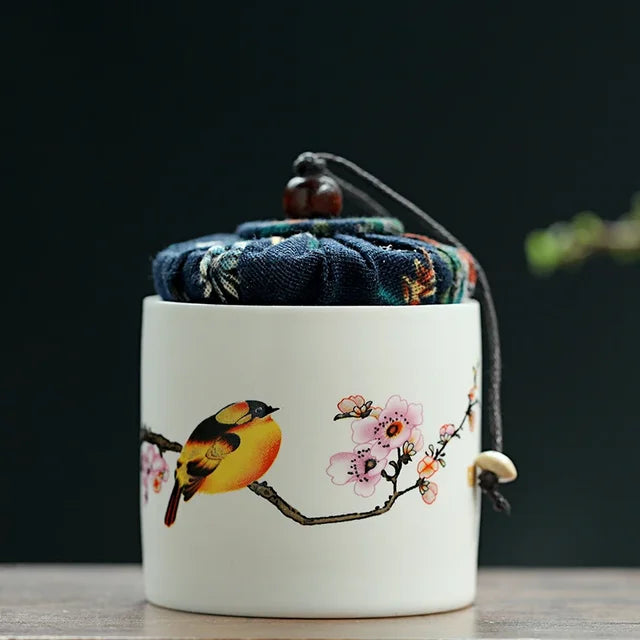 Creativity Ceramics Tea Caddy Tieguanyin Storage Tank Portable Travel Tea Box Sealed Coffee Powder Tea Jar Spice Organizer