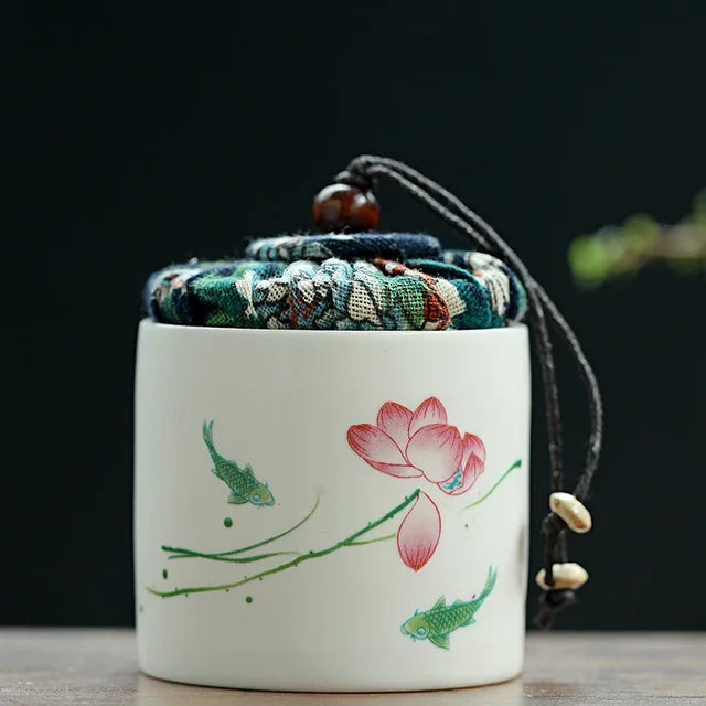 Creativity Ceramics Tea Caddy Tieguanyin Storage Tank Portable Travel Tea Box Sealed Coffee Powder Tea Jar Spice Organizer