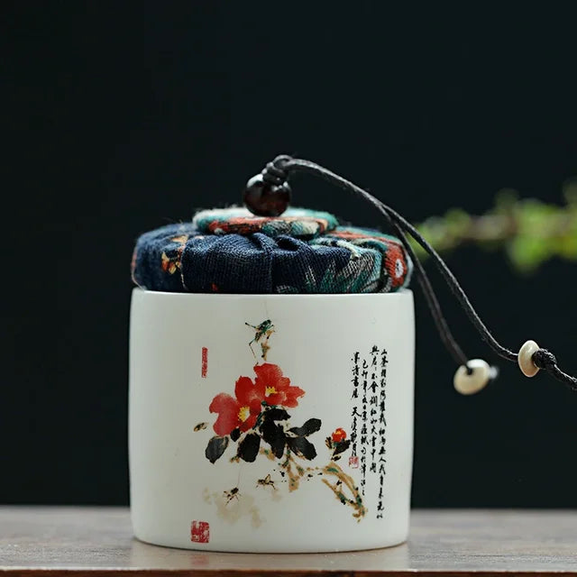 Creativity Ceramics Tea Caddy Tieguanyin Storage Tank Portable Travel Tea Box Sealed Coffee Powder Tea Jar Spice Organizer