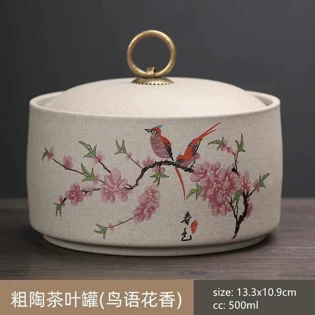 Exquisite Ceramics Tea Caddy Portable Sealed Jar Travel Tea Storage Spice Tea Boxes Coffee Canister Biscuit Tea Storage Tank