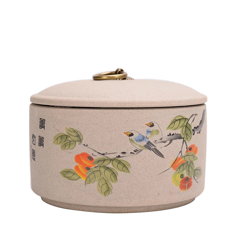 Exquisite Ceramics Tea Caddy Portable Sealed Jar Travel Tea Storage Spice Tea Boxes Coffee Canister Biscuit Tea Storage Tank