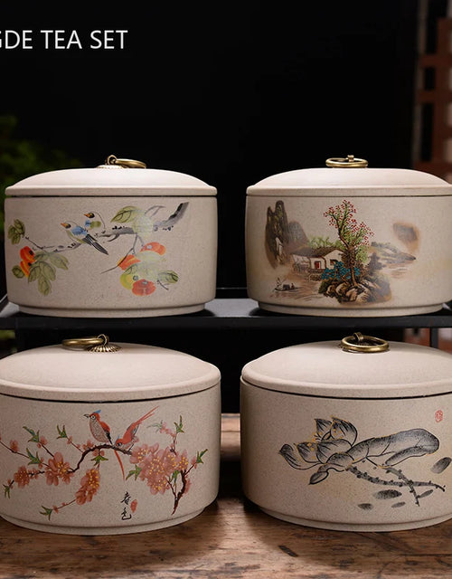 Exquisite Ceramics Tea Caddy Portable Sealed Jar Travel Tea Storage Spice Tea Boxes Coffee Canister Biscuit Tea Storage Tank