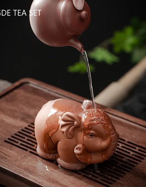 Handmade Purple Clay Tea Pet Ornaments Tea Tray Elephant Sculpture Decoration Can Raise Tea Figurine Accessories Desktop Decors