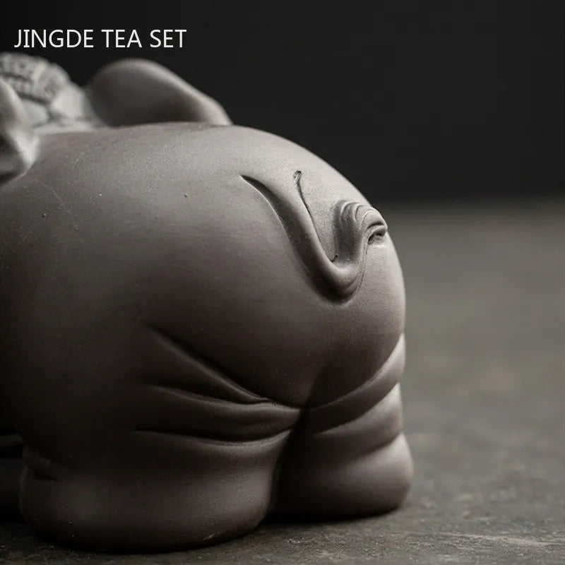 Handmade Purple Clay Tea Pet Ornaments Tea Tray Elephant Sculpture Decoration Can Raise Tea Figurine Accessories Desktop Decors