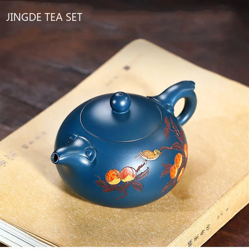 High-grade Yixing Purple Clay Tea Pot Set Handmade Teapot and Cup Suit Ball Hole Filter Xishi Kettle Chinese Blue Tea Sets