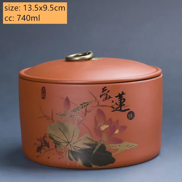 Large Capacity Purple Clay Tea Tins Home Sealed Tea Storage Cans Tea Buckets Candy Coffee Moisture Proof Can Kitchen Storage Jar