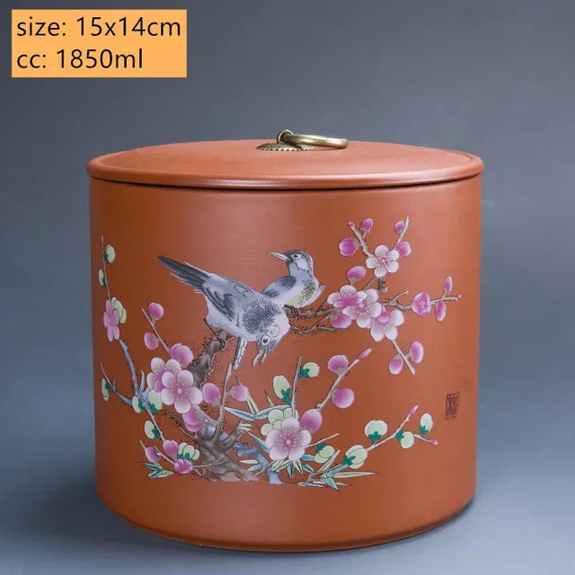 Large Capacity Purple Clay Tea Tins Home Sealed Tea Storage Cans Tea Buckets Candy Coffee Moisture Proof Can Kitchen Storage Jar