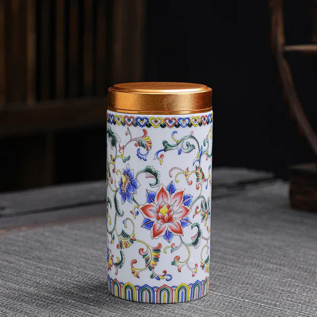 Portable Travel Ceramics Tea Caddy Mini Enamel Sealed Jar Tieguanyin Container Coffee Powder Canister Kitchen Spice Storage Tank