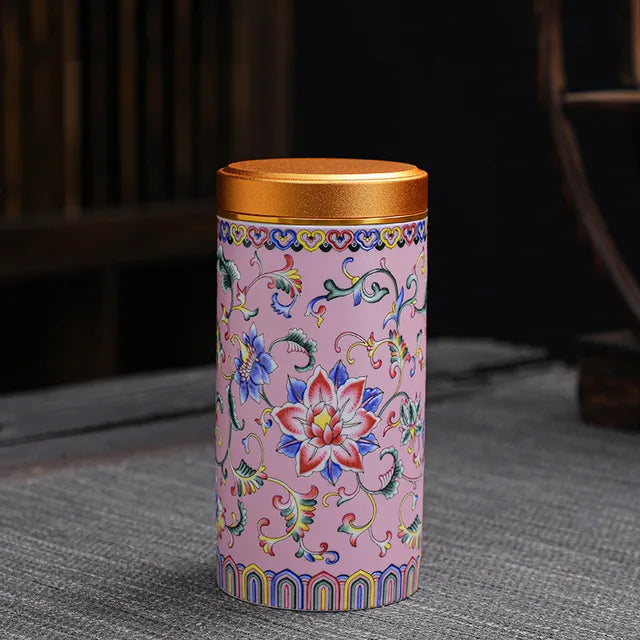 Portable Travel Ceramics Tea Caddy Mini Enamel Sealed Jar Tieguanyin Container Coffee Powder Canister Kitchen Spice Storage Tank