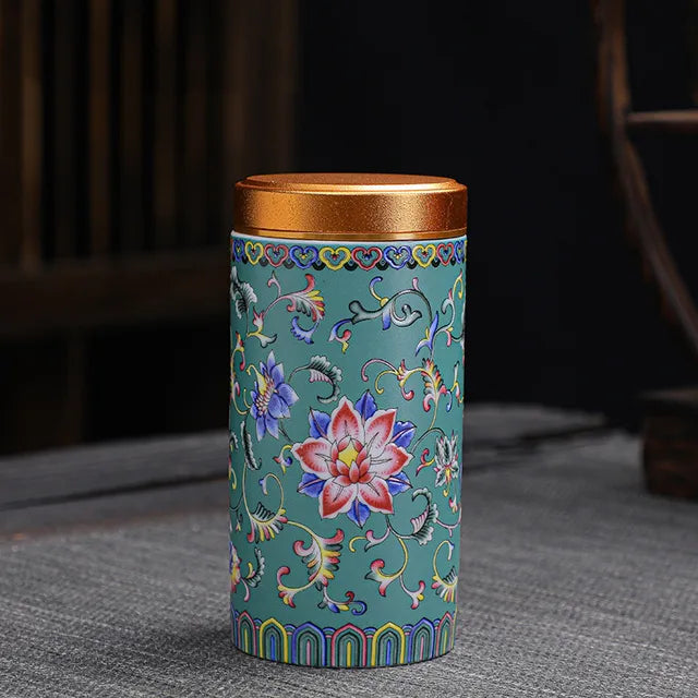 Portable Travel Ceramics Tea Caddy Mini Enamel Sealed Jar Tieguanyin Container Coffee Powder Canister Kitchen Spice Storage Tank