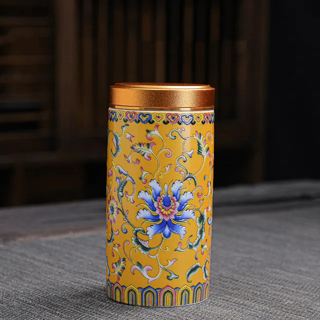 Portable Travel Ceramics Tea Caddy Mini Enamel Sealed Jar Tieguanyin Container Coffee Powder Canister Kitchen Spice Storage Tank