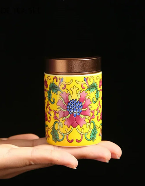 Portable Travel Ceramics Tea Caddy Mini Enamel Sealed Jar Tieguanyin Container Coffee Powder Canister Kitchen Spice Storage Tank