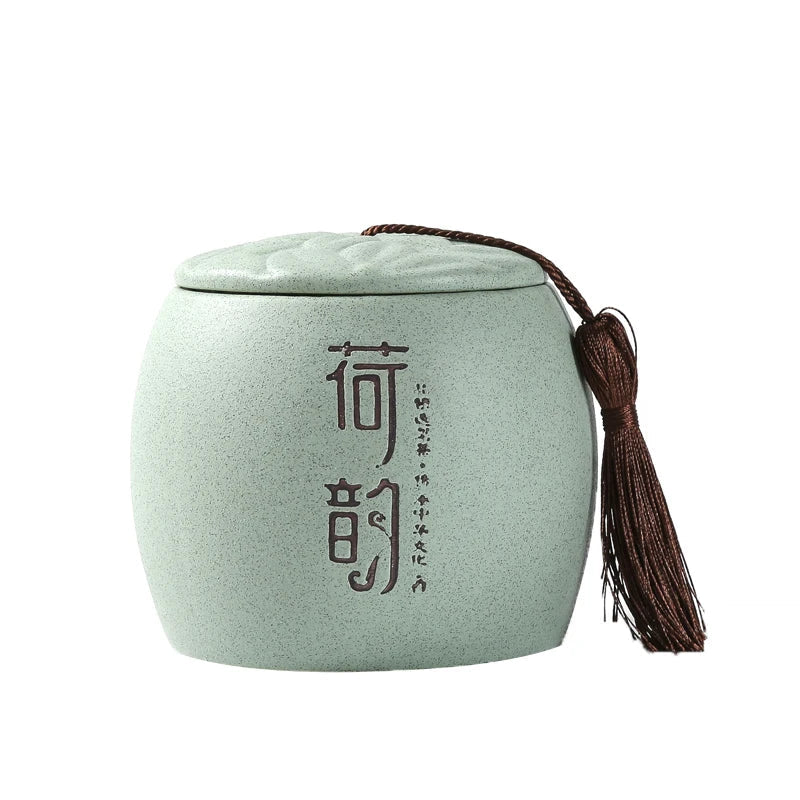 Retro Ceramics Tea Caddy Candy Spice Storage Tank Portable Sealed Jar Travel Teaware Tea Boxes Household Coffee Powder Canister