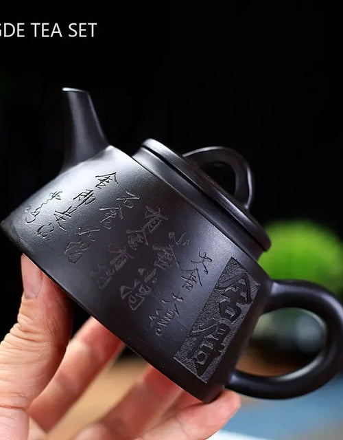 Yixing Handmade Purple Clay Teapot Raw Ore Black Mud Stone Scoop Pot Authentic Zisha Tea Set Filter Beauty Tea Infuser 210ml