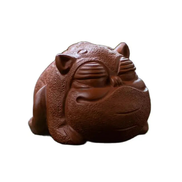 Yixing Raw Ore Purple Sand Tea Pet Three Foot Golden Toad Sculpture Small Ornaments Chinese Tea Table Decoration Tea Accessories