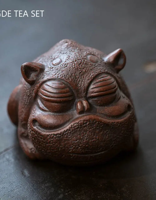 Yixing Raw Ore Purple Sand Tea Pet Three Foot Golden Toad Sculpture Small Ornaments Chinese Tea Table Decoration Tea Accessories