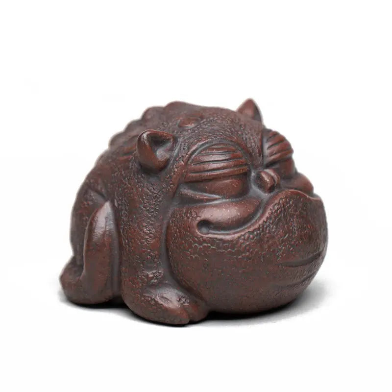 Yixing Raw Ore Purple Sand Tea Pet Three Foot Golden Toad Sculpture Small Ornaments Chinese Tea Table Decoration Tea Accessories